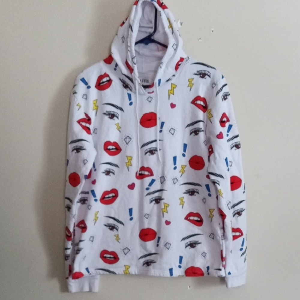 On Fire Graphic Street Wear Hoodie with Lots of Odd and Abstracts Designs